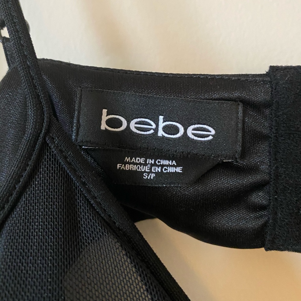 BEBE black mesh dress with cutouts